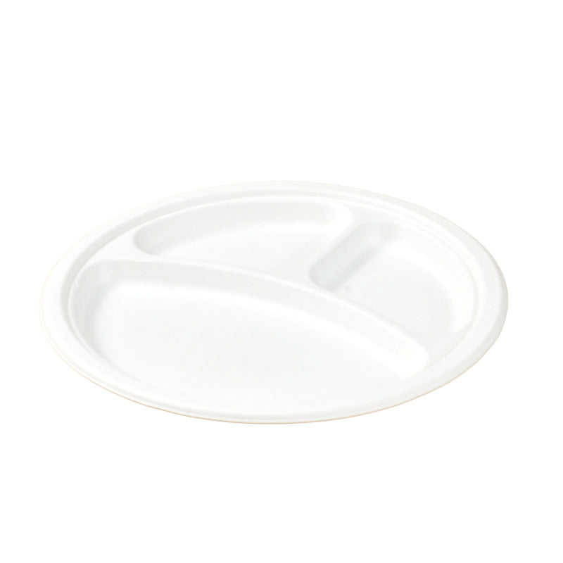 10" Sugarcane 3-Compartment Round Plate - PL-R10-3