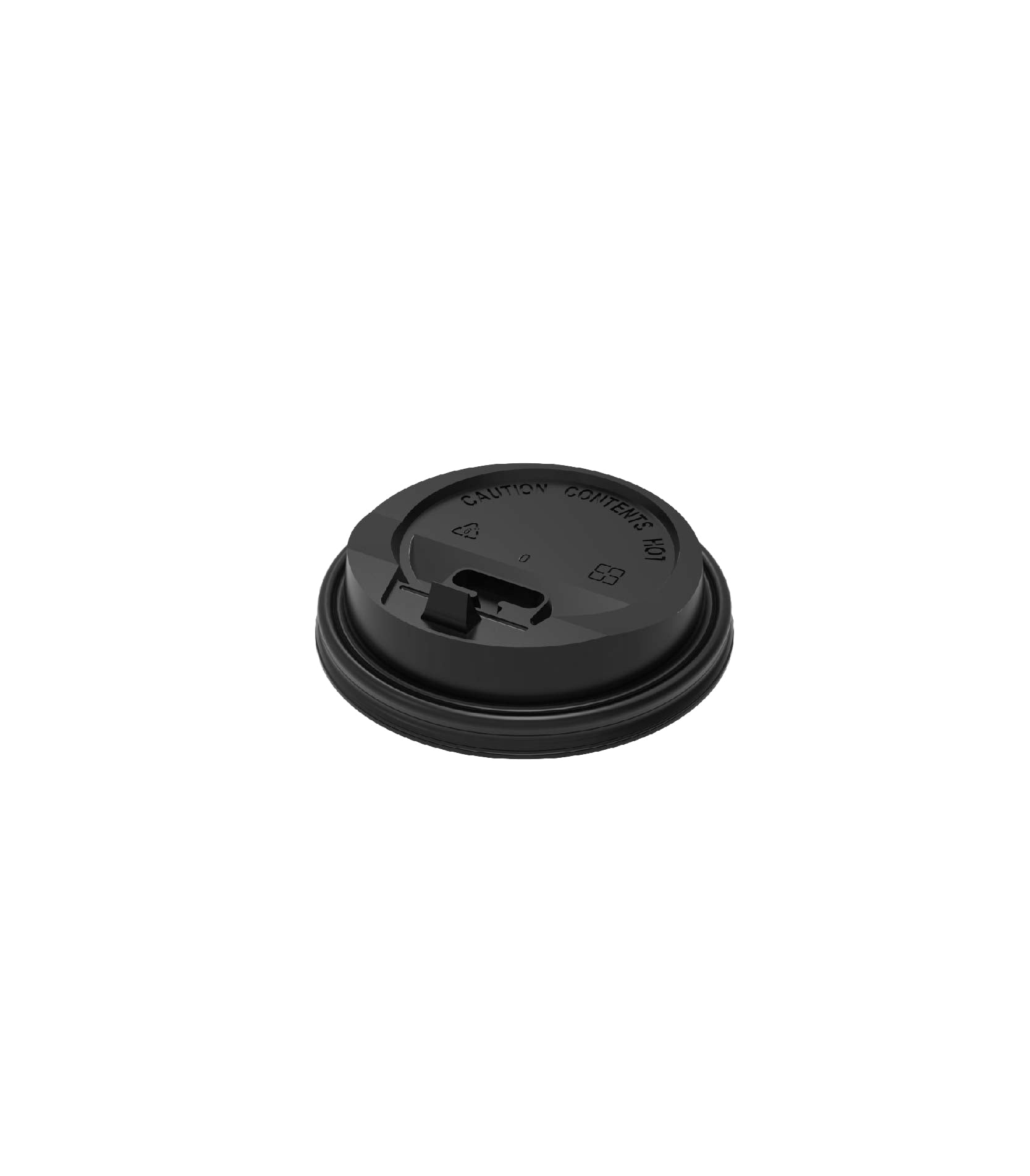 BLACK 90mm PS Plastic Coffee Cup Enclosure Lid - PSEL-90BK-LID