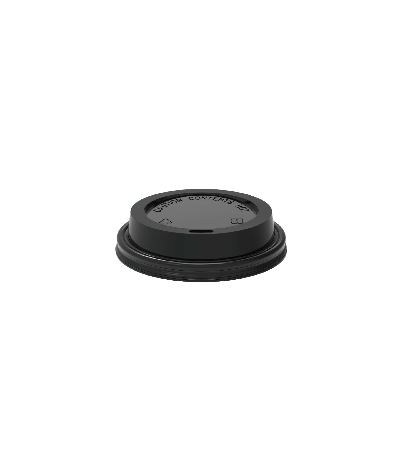 BLACK 90mm PS Plastic Coffee Cup Sip Through Lid - PSSL-90BK-LID